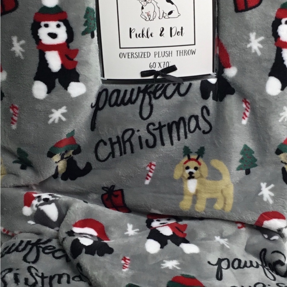 Pickle & Dot Plush Fleece Throw Blanket Dogs Totally Pawfect Soft 60” X 70” New